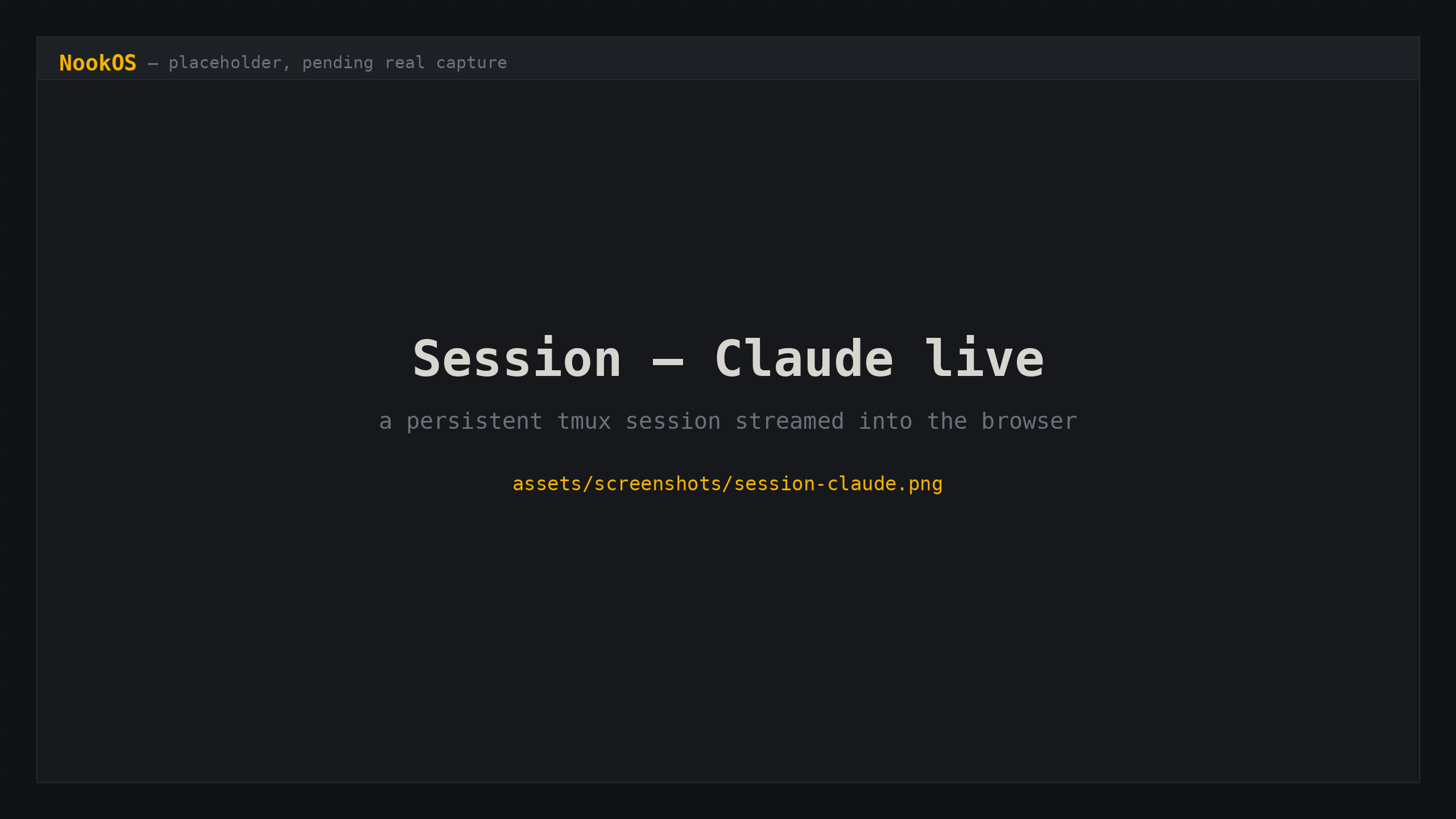 A NookOS session view with Claude Code running live in the embedded terminal, mid-conversation inside a repository.